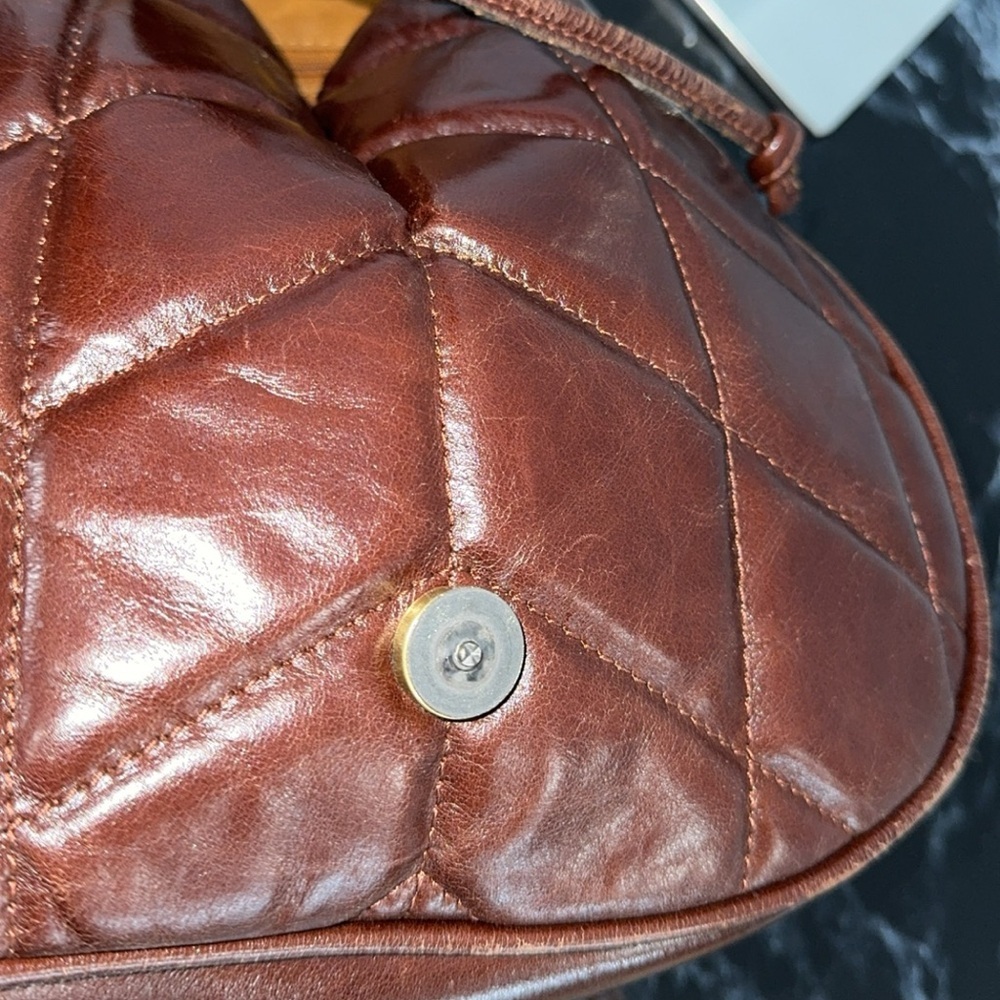 Patricia Nash - Quilted Oil Waxed Leather Itala Saddle Sling Bag - Brown - Picture 11 of 12